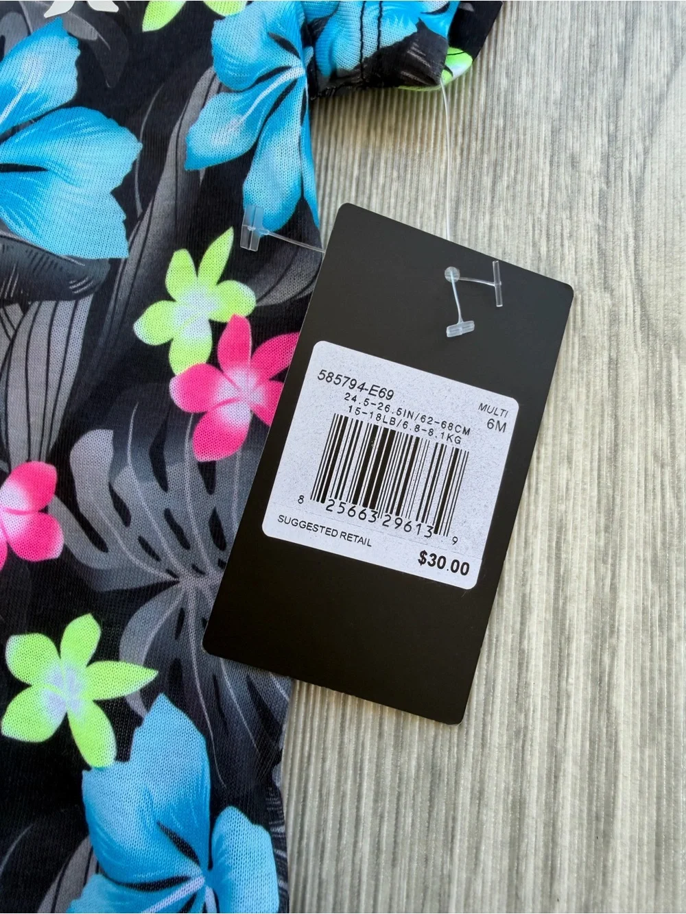 Hurley Tropical Floral Romper / One-Piece Outfit Baby Unisex Black Blue Pink